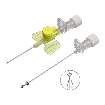 Branula cu port de injectare si aripioare, cu sistem de siguranta SAFETY X, 24 G