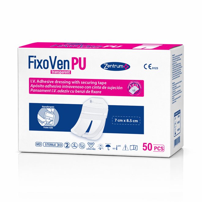 Plasture cu fereastră transparentă pentru fixare branule 7 cm × 8,5 cm, cutie 50 buc